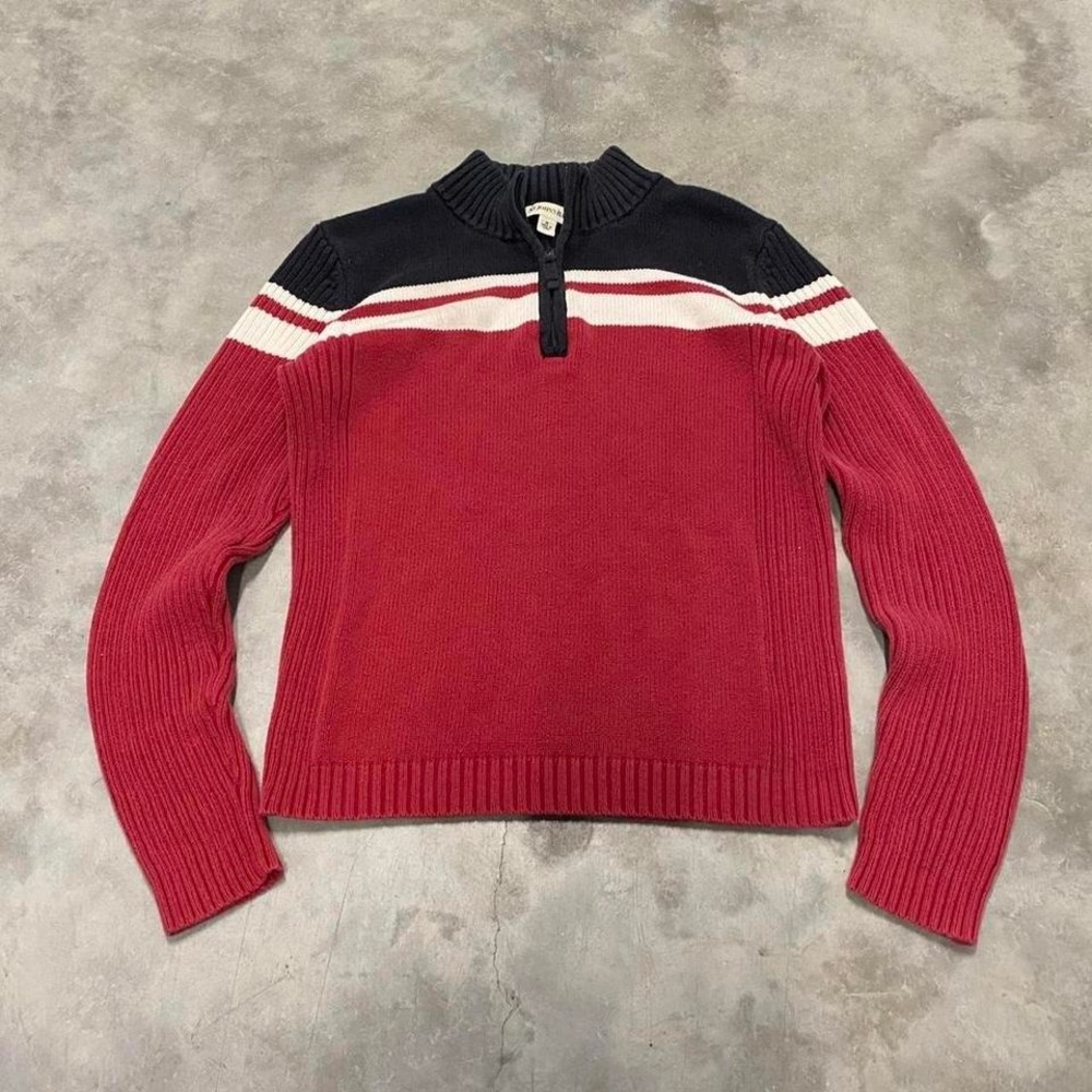 Vintage 90s y2k 1/4 zip sweater with stripes